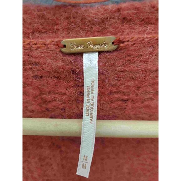 Free People Women's Red Open Front Cardigan Sweater Alpaca Size Medium - Picture 2 of 5